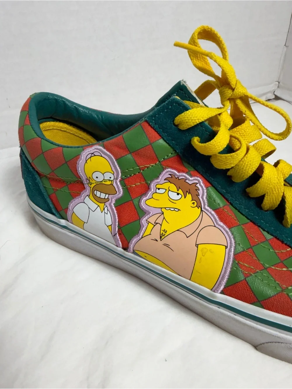 Vans The Simpsons Green, Red & Yellow Argyle Low-Top Sneakers